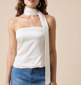 Satin Tube Top With Attached Neck Scarf