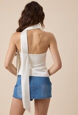 Satin Tube Top With Attached Neck Scarf