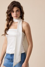 Satin Tube Top With Attached Neck Scarf