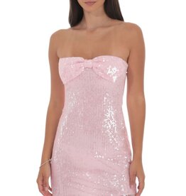 Lucy In The Sky Strapless Sequin Bow Mini Dress