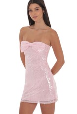 Lucy In The Sky Strapless Sequin Bow Mini Dress