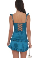 Lucy In The Sky Satin Ruffle Corset Mini Dress