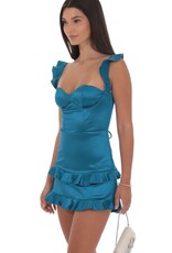 Lucy In The Sky Satin Ruffle Corset Mini Dress