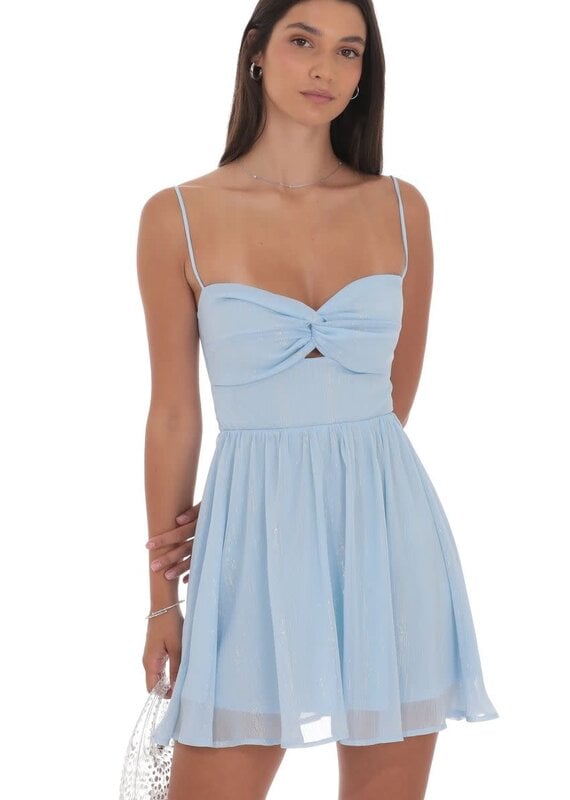 Lucy In The Sky Shimmer Front Twist A Line Mini Dress