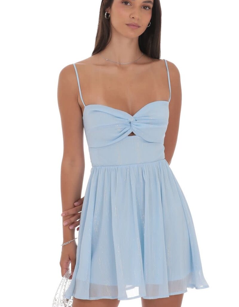 Lucy In The Sky Shimmer Front Twist A Line Mini Dress