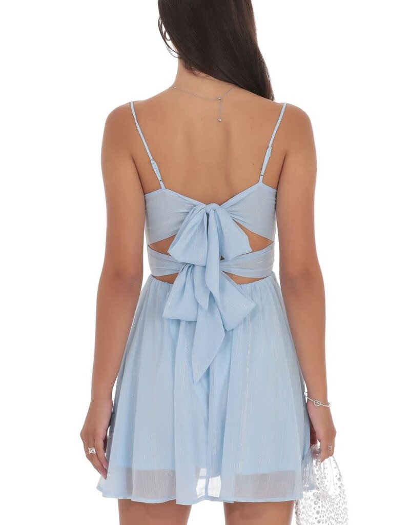 Lucy In The Sky Shimmer Front Twist A Line Mini Dress