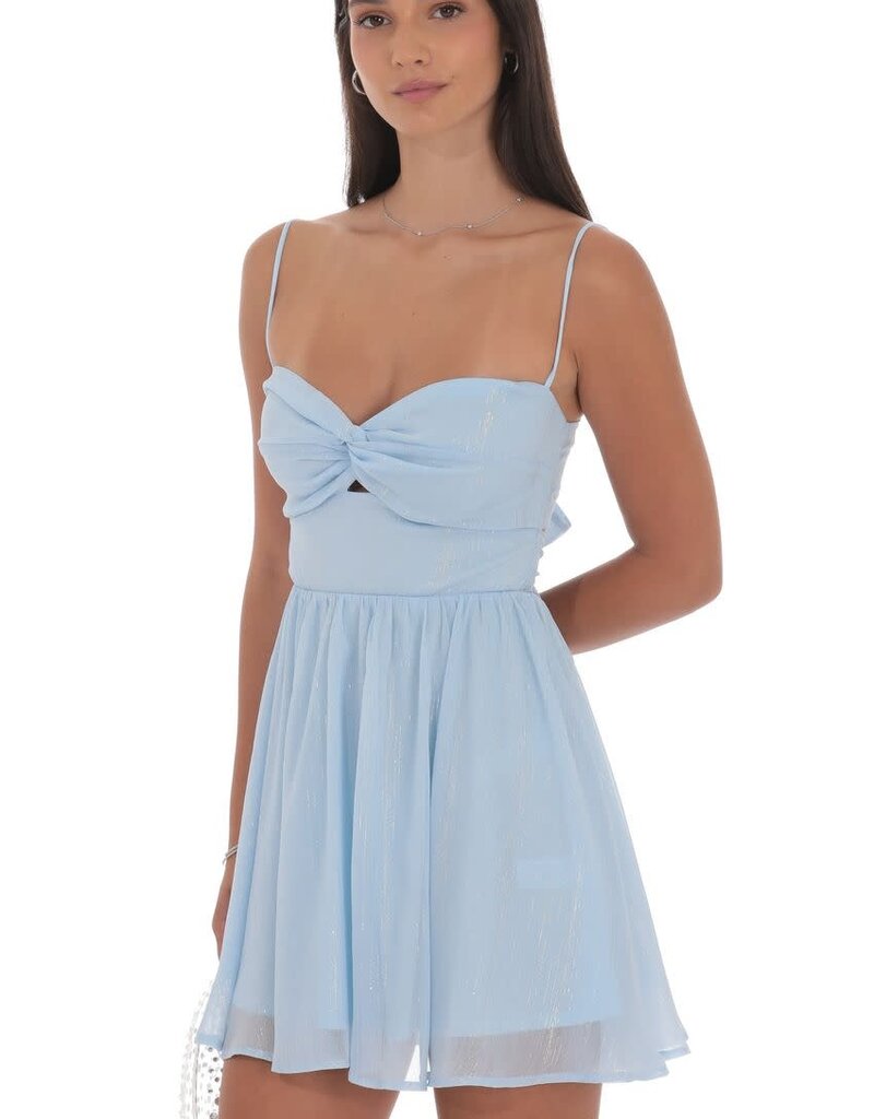 Lucy In The Sky Shimmer Front Twist A Line Mini Dress