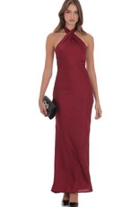 Lucy In The Sky Satin Cross Halter Maxi Dress