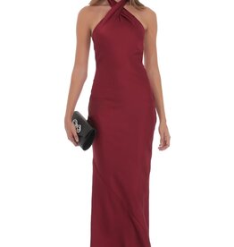 Lucy In The Sky Satin Cross Halter Maxi Dress