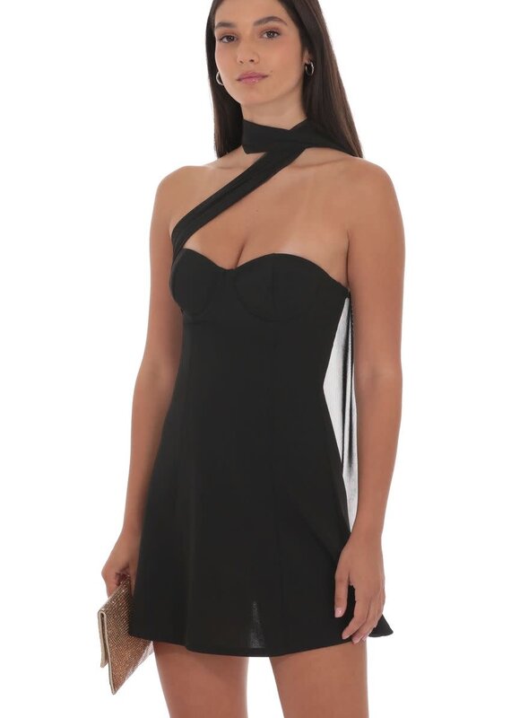 Lucy In The Sky Scarf Wrap Fit and Flare Mini Dress