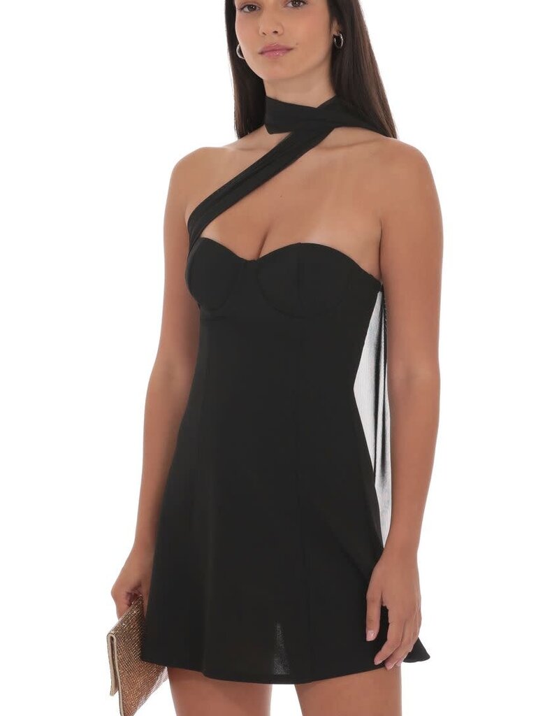 Lucy In The Sky Scarf Wrap Fit and Flare Mini Dress