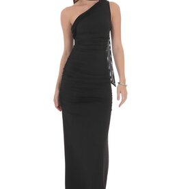 Lucy In The Sky One Shoulder Scarf Wrap Maxi Dress