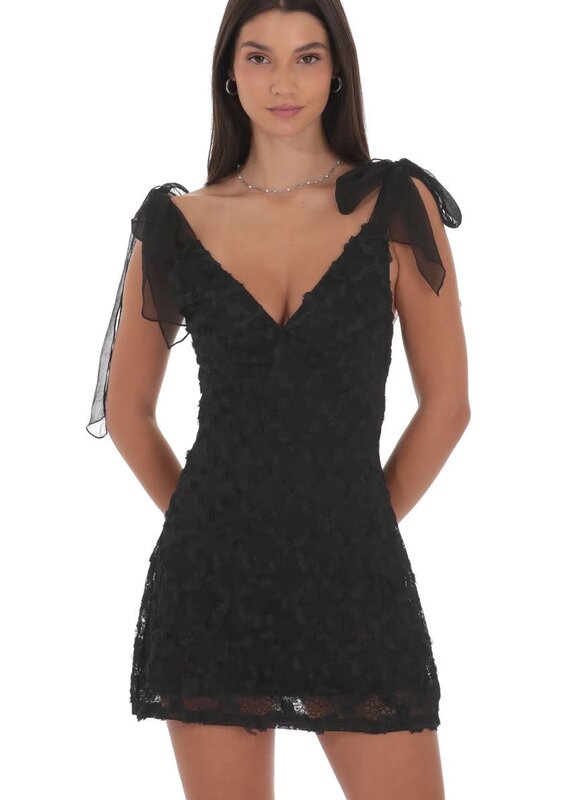 Lucy In The Sky Textured Floral V Neck Mini Dress