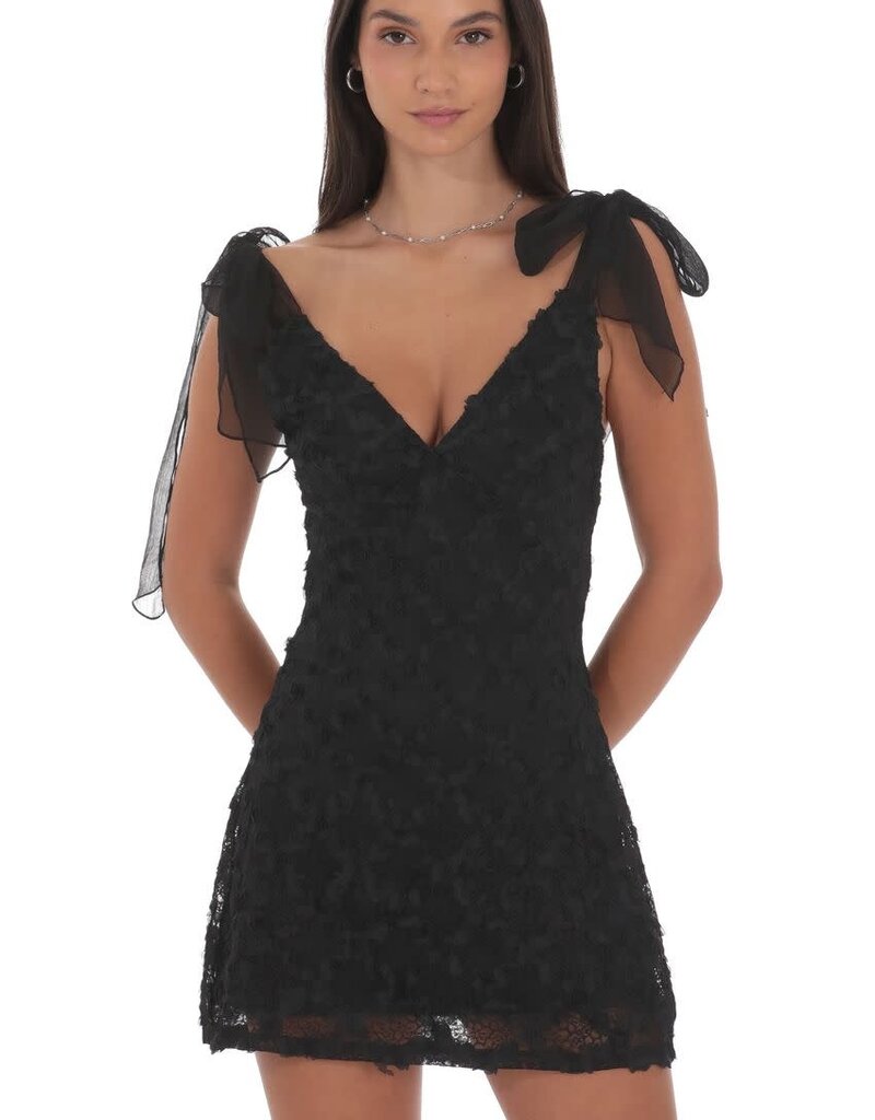 Lucy In The Sky Textured Floral V Neck Mini Dress