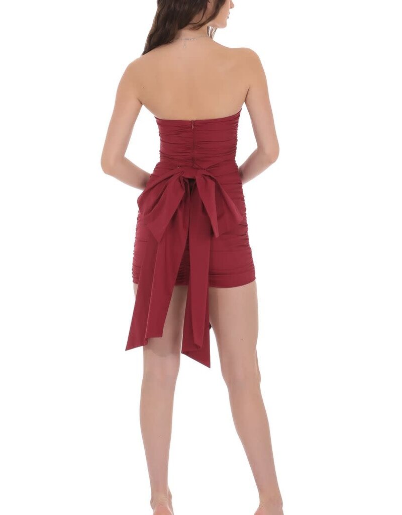 Lucy In The Sky Attachable Bow Strapless Mini Dress