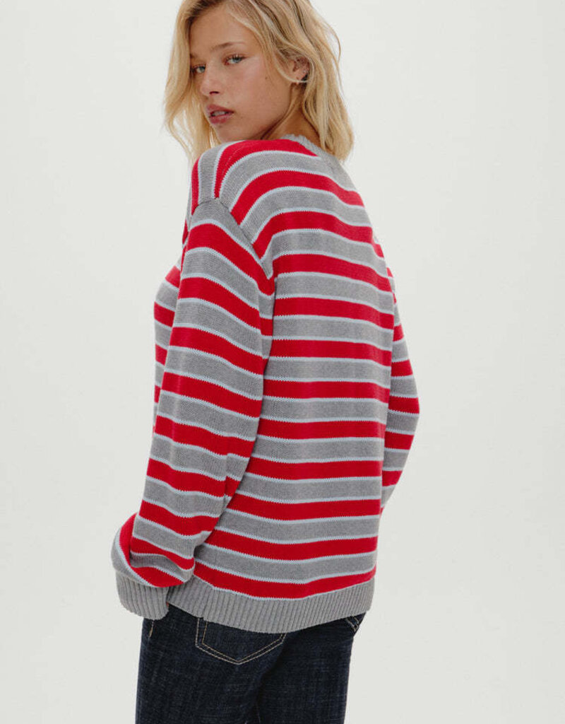 Frankies Bikinis Sloane Cotton Knit Boyfriend Sweater