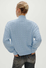 Frankies Bikinis Bea Cable Knit Zip Up Sweater