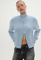 Frankies Bikinis Bea Cable Knit Zip Up Sweater