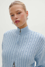 Frankies Bikinis Bea Cable Knit Zip Up Sweater