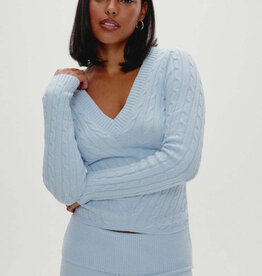 Frankies Bikinis Kit V Neck Cable Knit Sweater