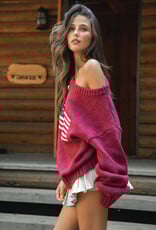 American Flag Off The Shoulder Sweater