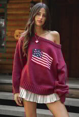 American Flag Off The Shoulder Sweater