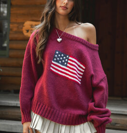 American Flag Off The Shoulder Sweater