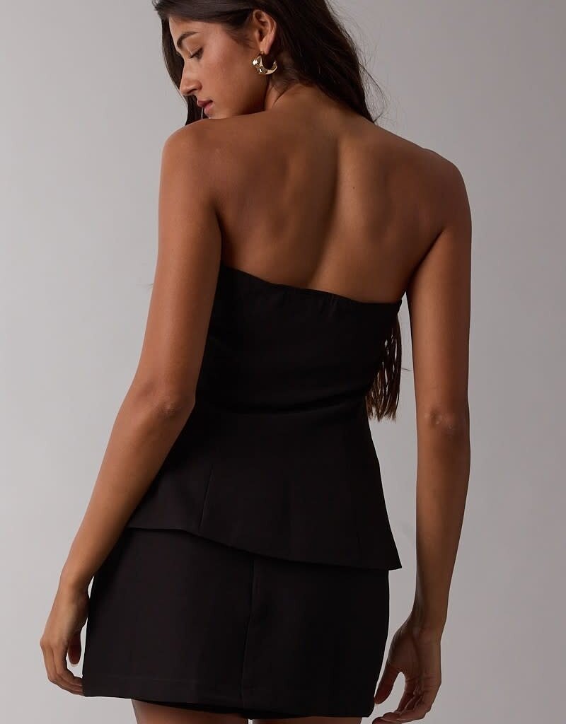 Strapless Button Front Mini Skort Set