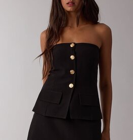 Strapless Button Front Mini Skort Set