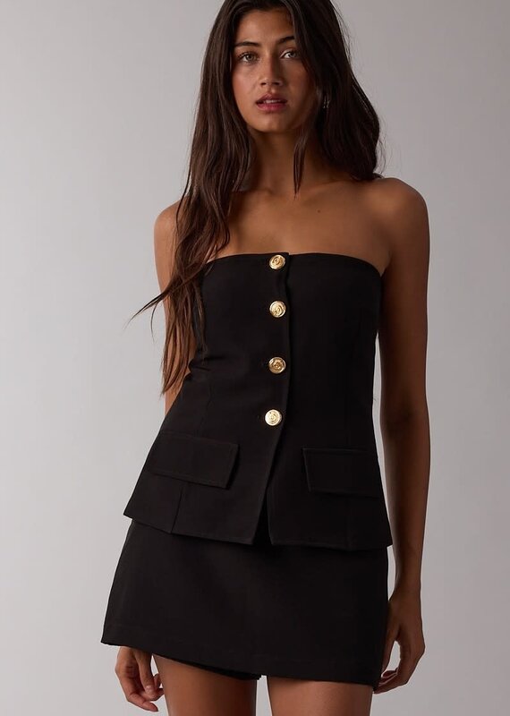 Strapless Button Front Mini Skort Set
