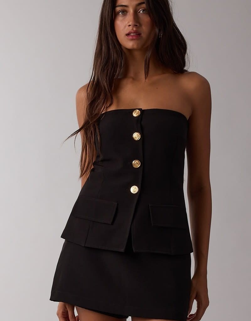 Strapless Button Front Mini Skort Set