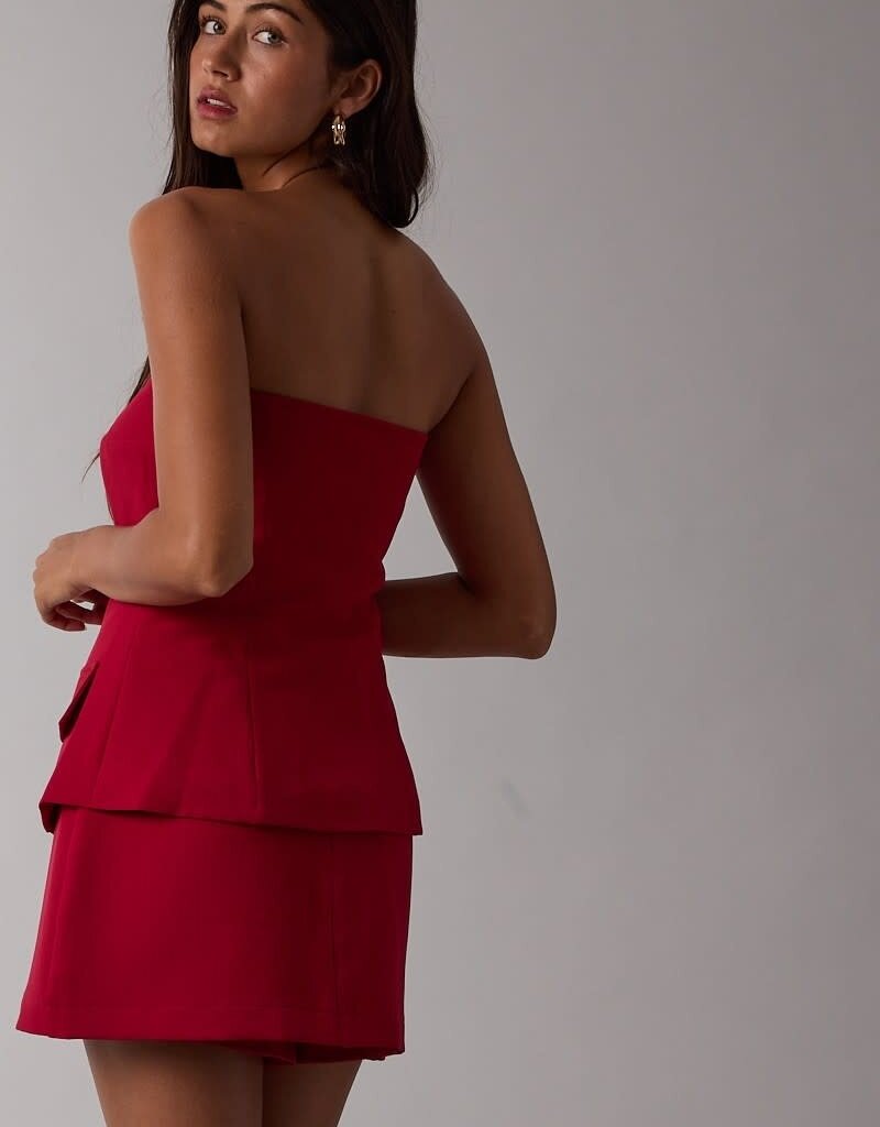 Strapless Button Front Mini Skort Set