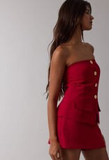 Strapless Button Front Mini Skort Set