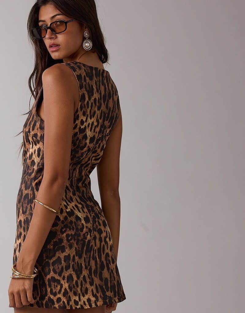 Leopard Shift Romper Mini Dress