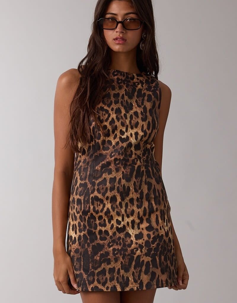 Leopard Shift Romper Mini Dress
