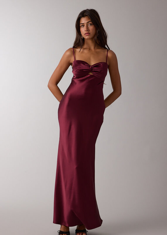 Satin Twist Bust Cutout Maxi Dress