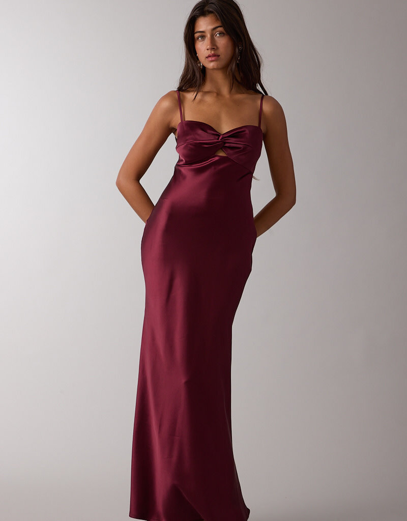 Satin Twist Bust Cutout Maxi Dress