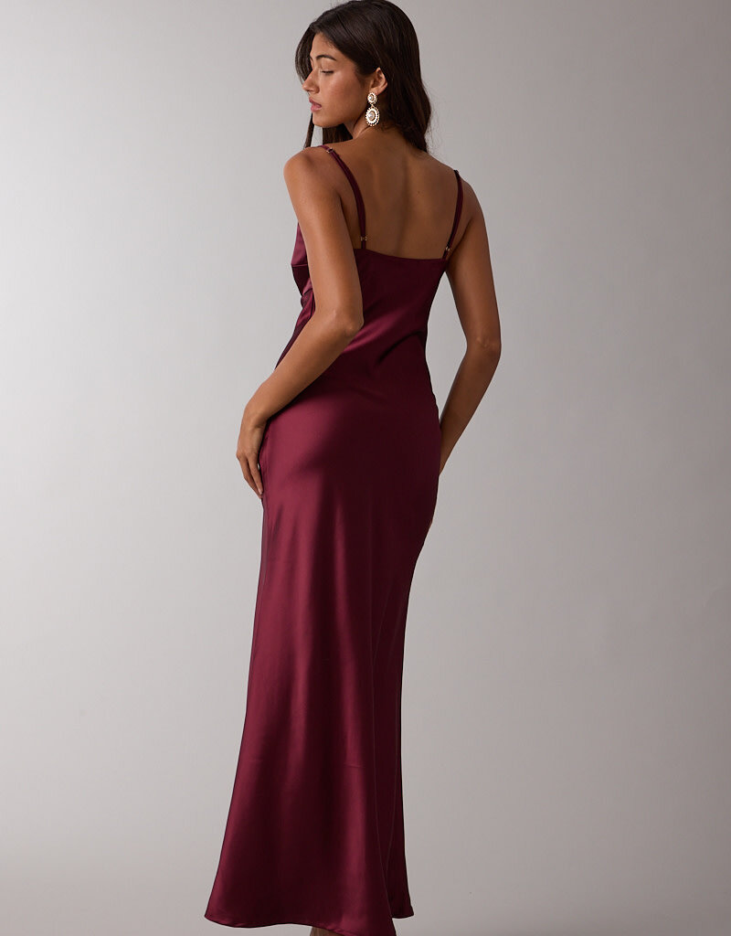 Satin Twist Bust Cutout Maxi Dress