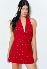 Erika Polka Dot Halter Cowl Neck Mini Dress