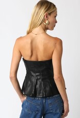 Faux Leather Strapless A Line Top