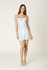 Satin Off The Shoulder Tie Back Mini Dress