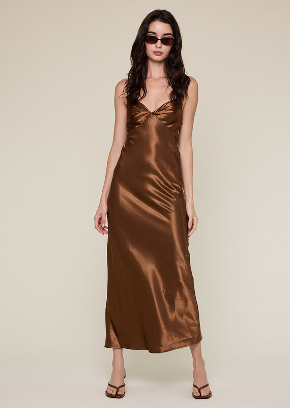 Satin Twist Bust Midi Dress