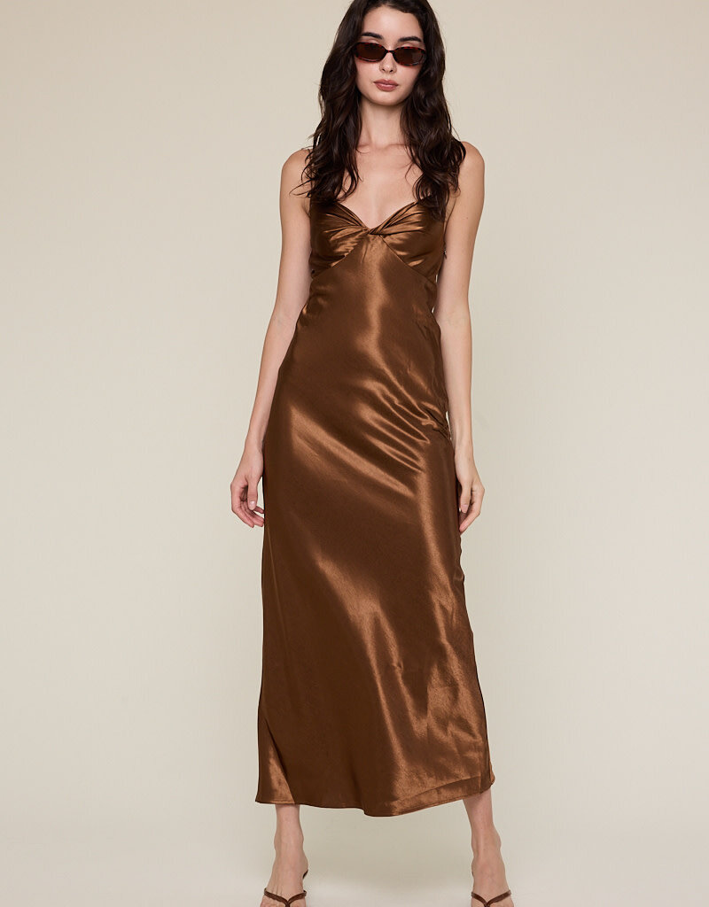 Satin Twist Bust Midi Dress
