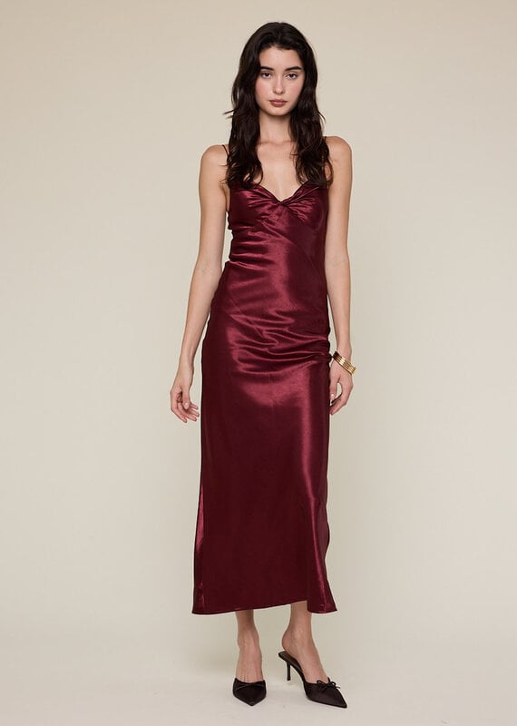 Satin Twist Bust Midi Dress