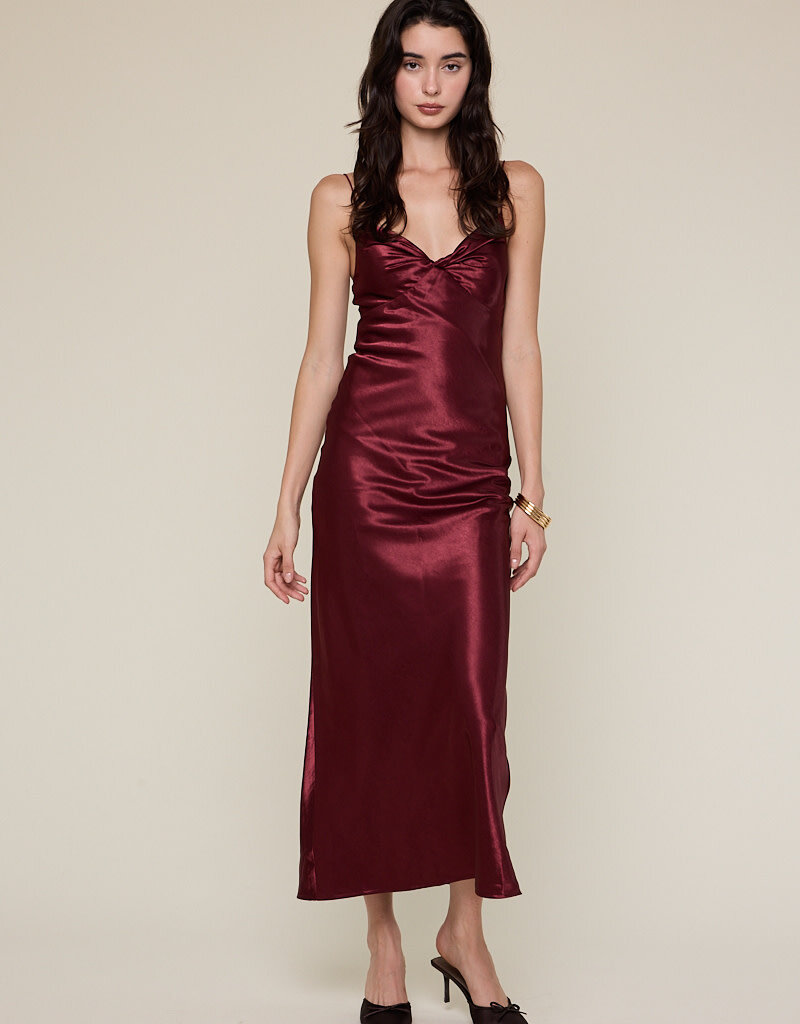 Satin Twist Bust Midi Dress