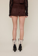 Faux Suede Belted Whipstitch Mini Skirt