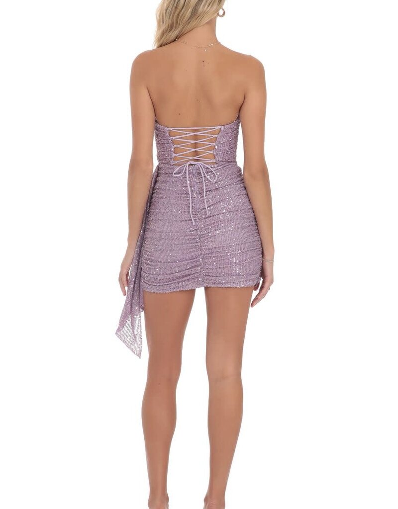Lucy In The Sky Strapless Sequin Tassel Corset Mini Dress