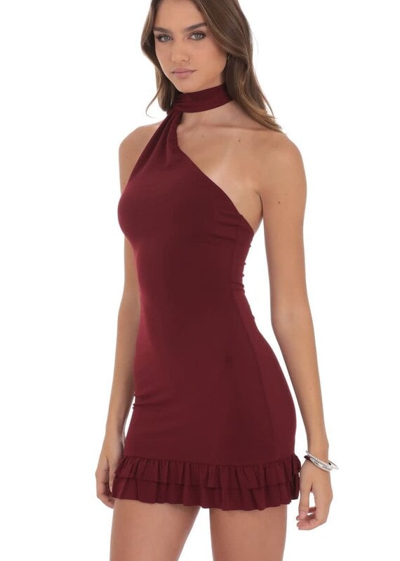 Lucy In The Sky Scarf Halter Ruffle Mini Dress