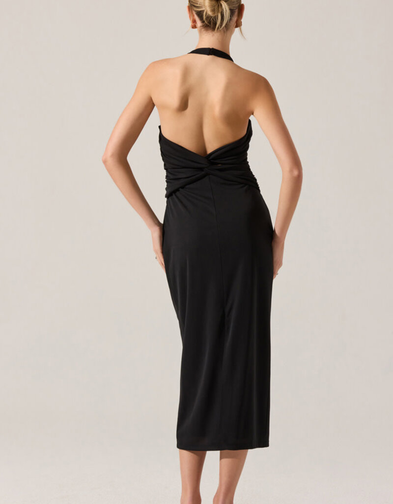 Zaira Ruched Halter Midi Dress