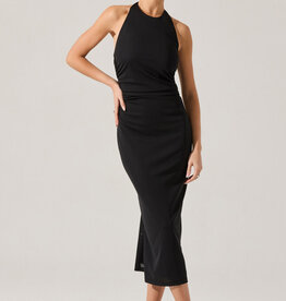 ASTR Zaira Ruched Halter Midi Dress